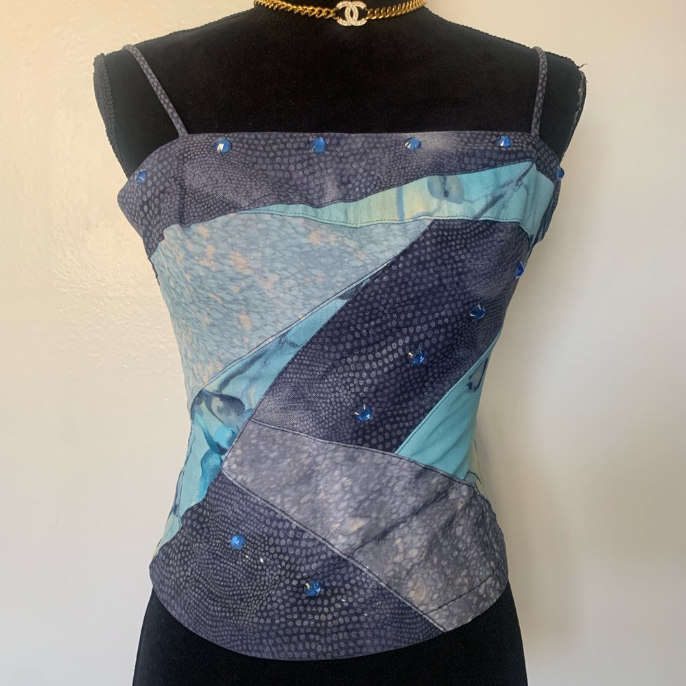 Cache Blue and Gray Camisole Top